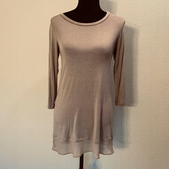 LOGO tunic XS Blush color double hem tunic top 3/4 sleeves stretchy - Picture 7 of 8